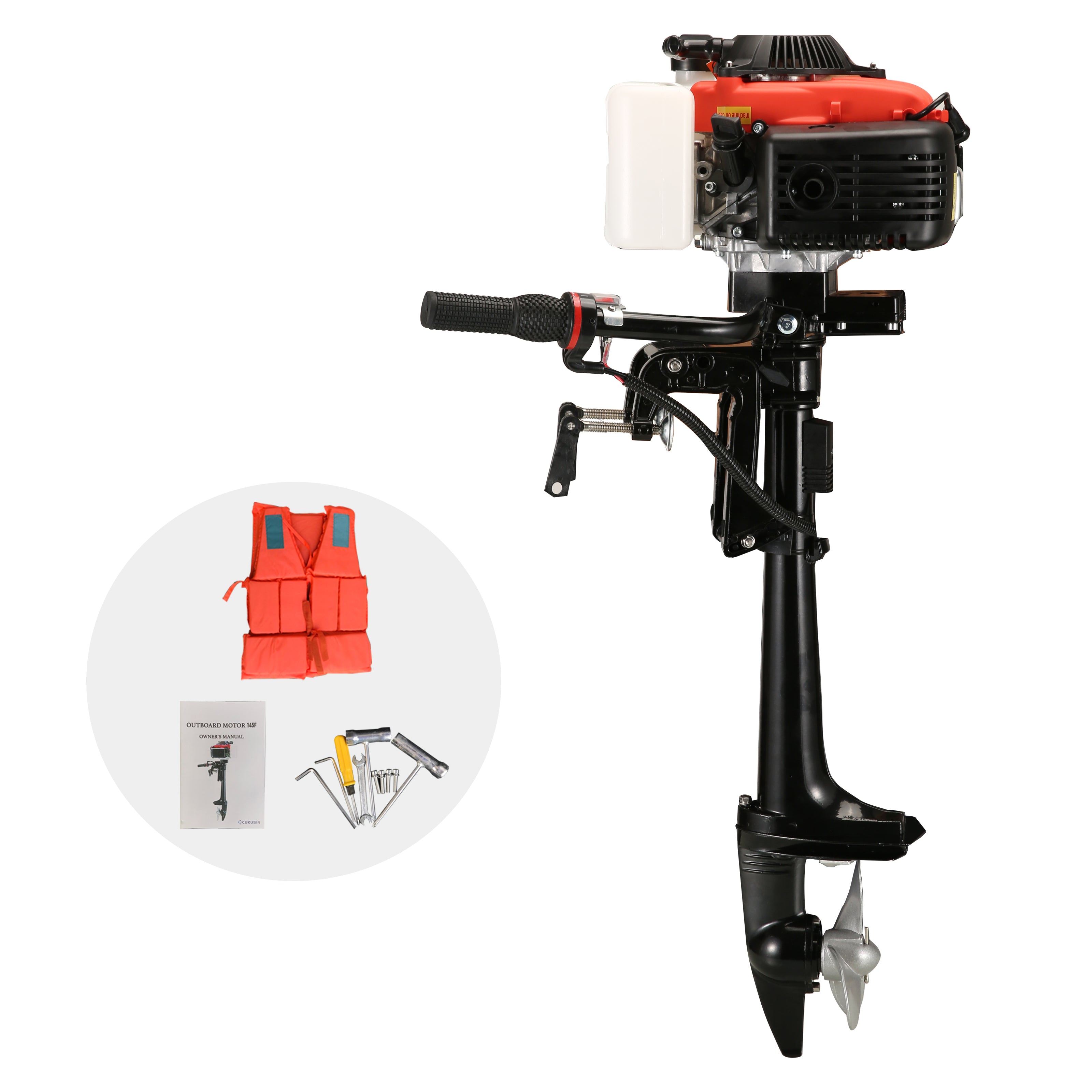thumbnail image 2 of Buy 4HP 4-Stroke Outboard Otor Shaft Fishing Boat Engine Air-Cooled 2 of 11