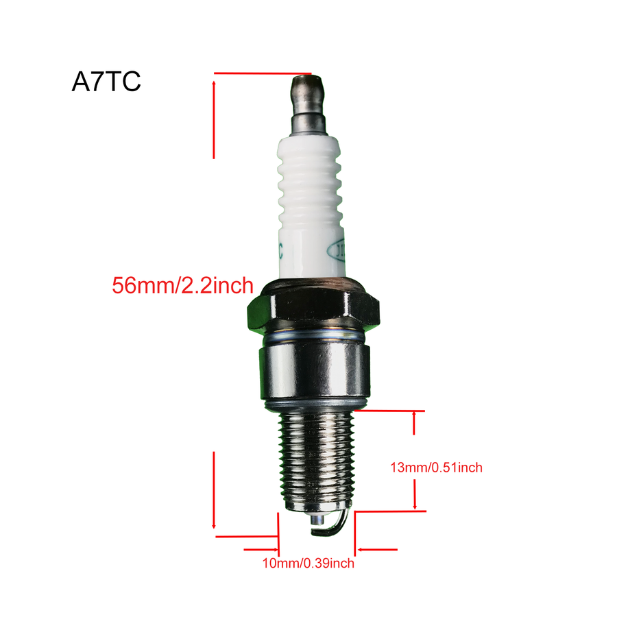 Three A7TC spark plugs offered by CUKUSIN for compatible small engines and scooters