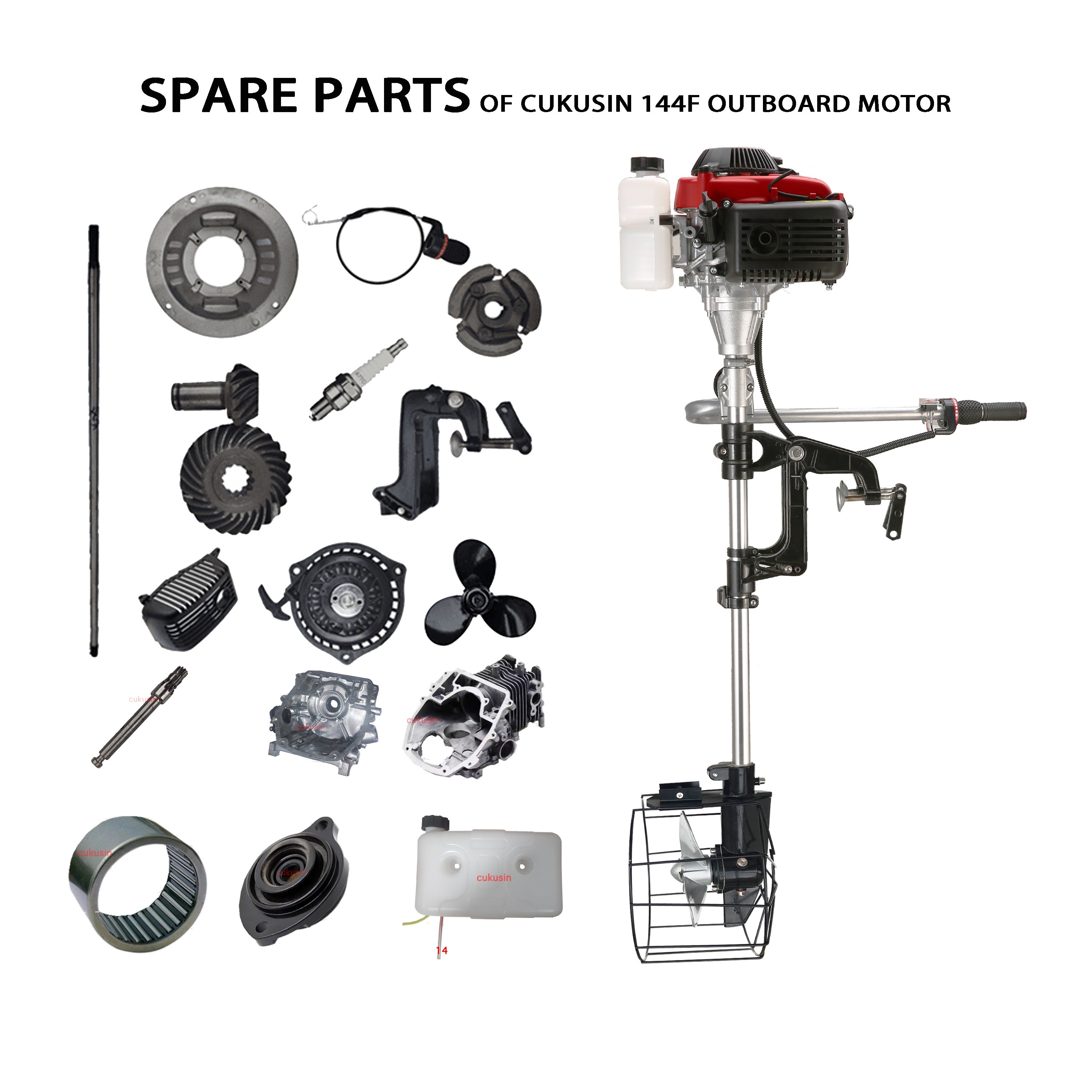 Spare Parts of CUKUSIN® 144F OUTBOARD MOTOR 4hp 4 Stroke