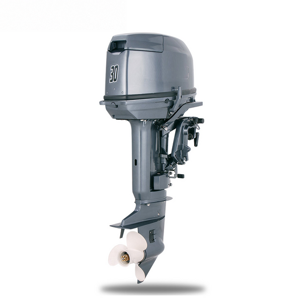 CUKUSIN grayish-blue 30 HP two-stroke outboard motor on a white background