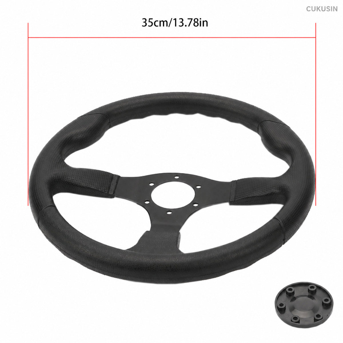 350mm steering wheel with cover, for go-karts, off-road vehicles, drift trikes, atvs, and utvs — CUKUSIN logo image