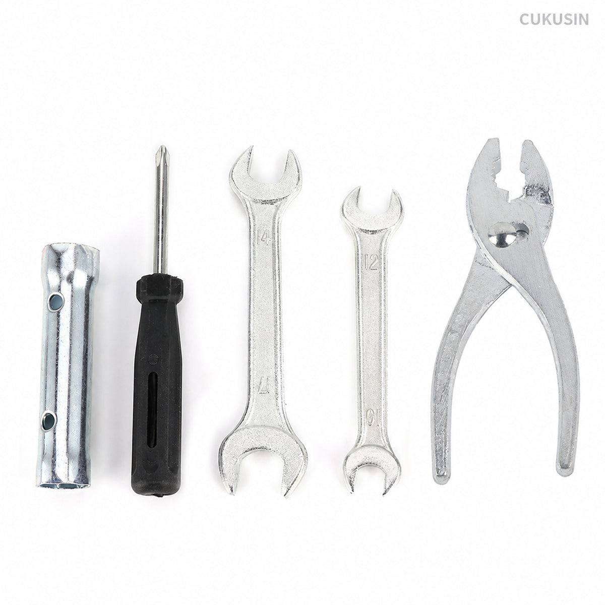 Five-Piece Motorcycle Repair Tool Kit with Wrenches, Screwdriver, Pliers and Socket — CUKUSIN logo image