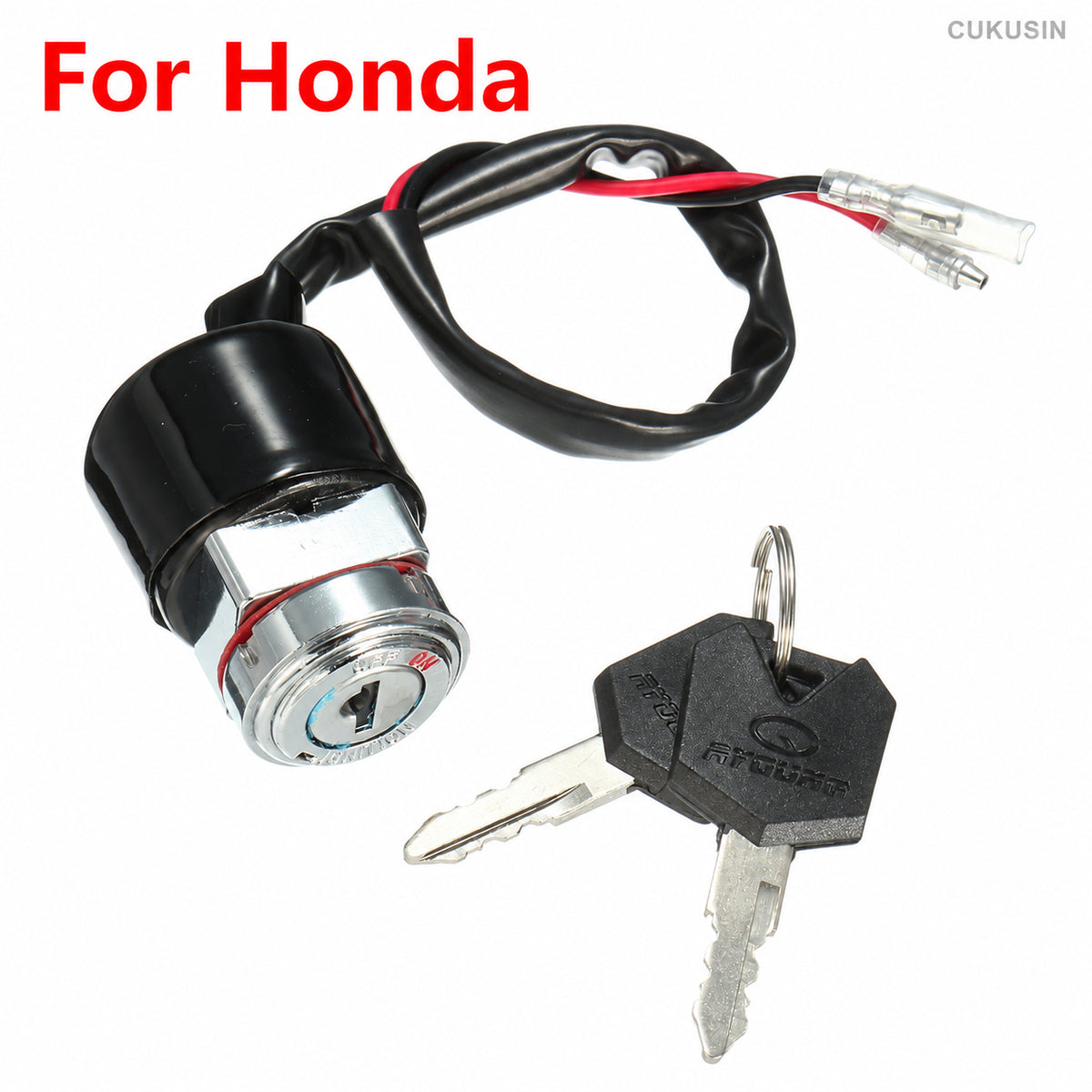 Two-Wire Ignition Key Switch with Two Keys and Bullet Connectors — CUKUSIN logo image