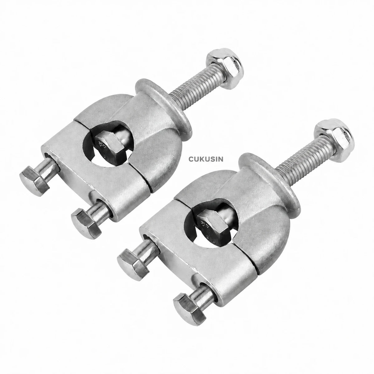 Motorcycle/atv 22mm handlebar mounting block, steering damper pressure plate, silver, 2-pack — CUKUSIN logo image