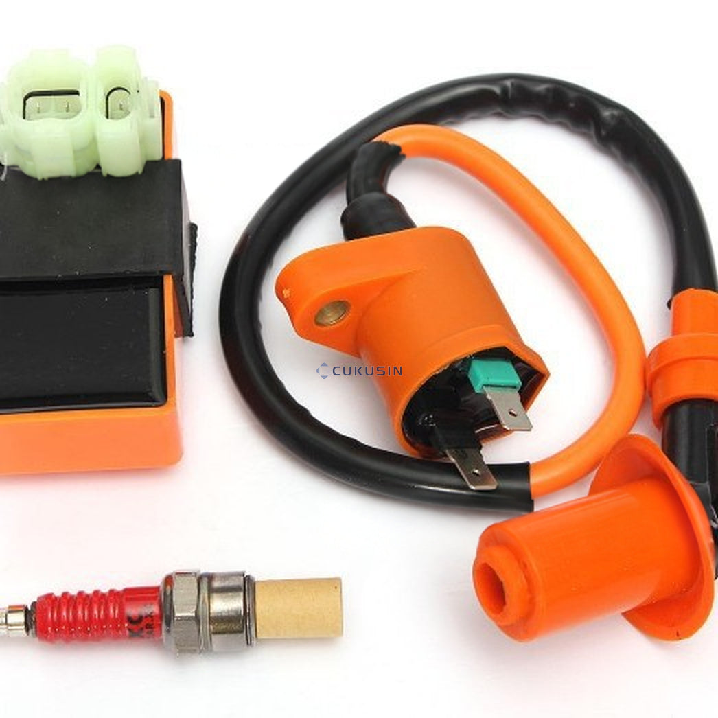 Orange gy6 50cc 150cc igniter high voltage pack red high performance three-stage spark plug — CUKUSIN logo image