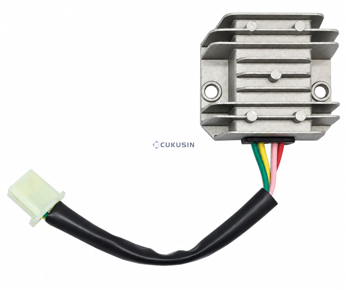 4-wire full wave motorcycle rectifier regulator 12v voltage stabilizer with heatsink - motorcycle parts - silver white — CUKUSIN logo image