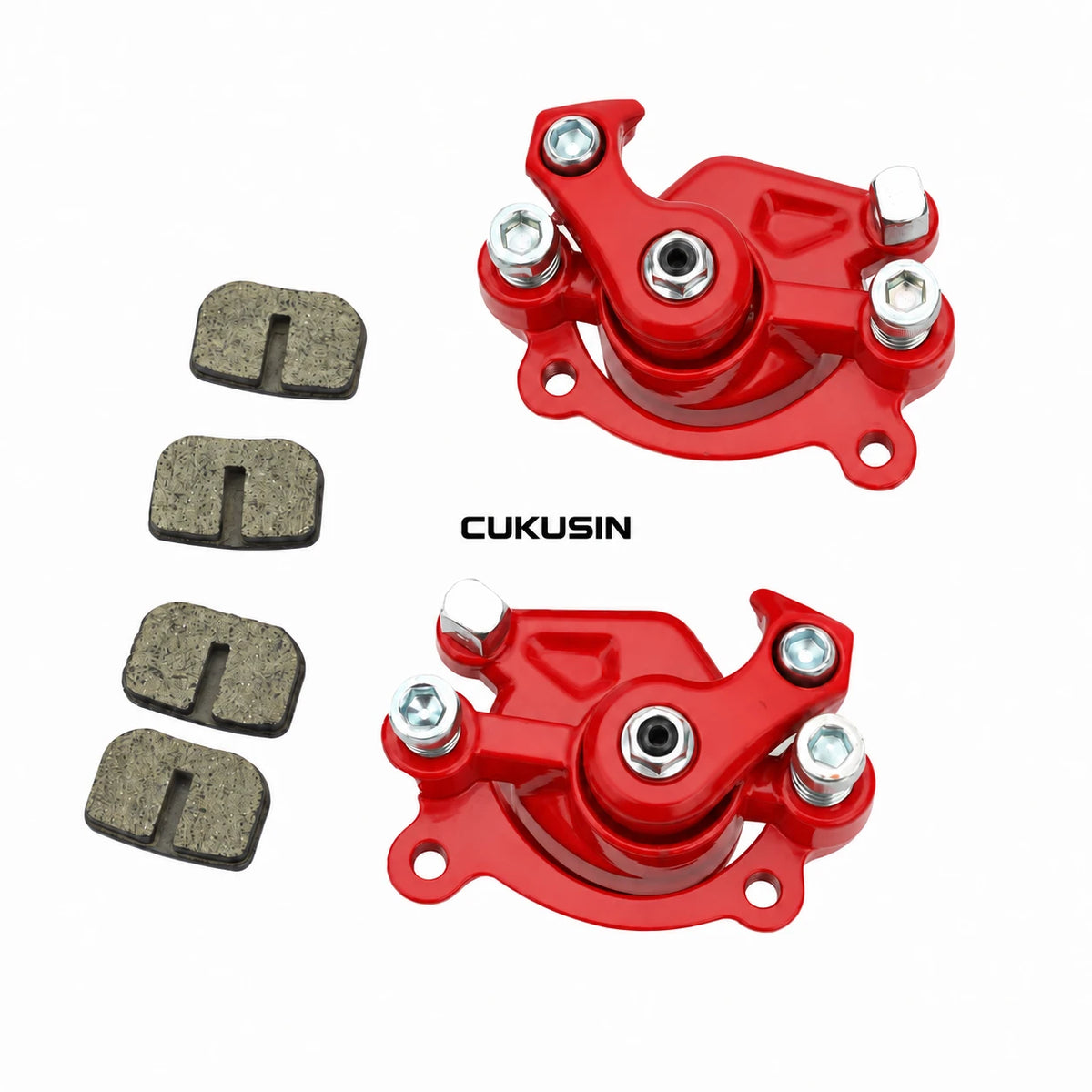 47cc/49cc motorcycle front and rear disc brake set with brake pads and calipers, suitable for mini motorcycles and small off-road bikes — CUKUSIN logo image