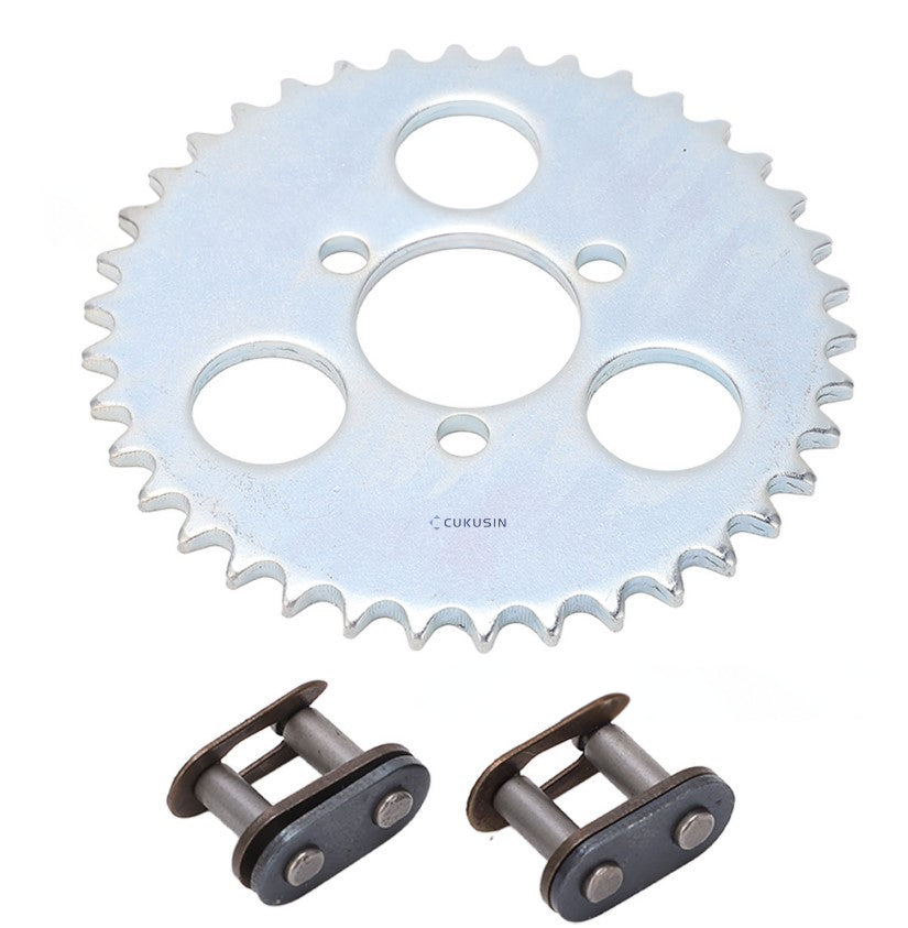 T8f 38 teeth rear sprocket with 2 chain buckles for 2 stroke 43cc 49cc scooter — CUKUSIN logo image