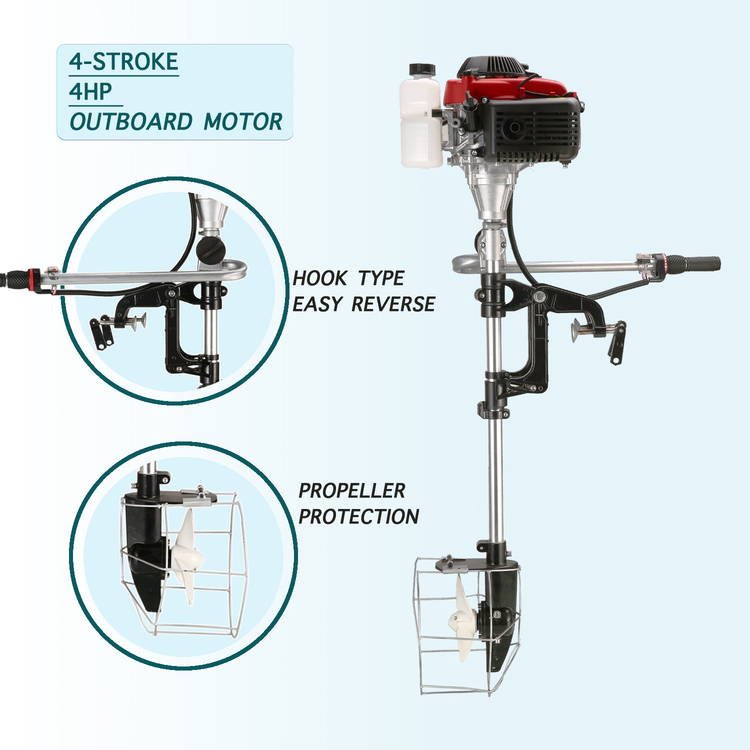 4 Stroke 4 HP Outboard Boat Motor, with Shade (US Inventory)