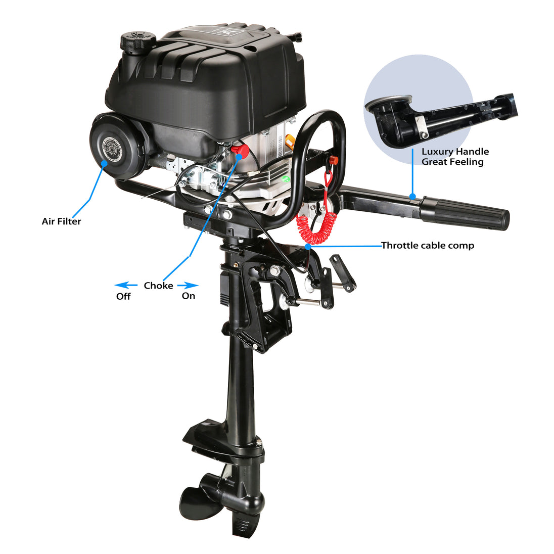 Outboard Boat Motor 4 Stroke 5.0HP For Fishing Boats, Yachts